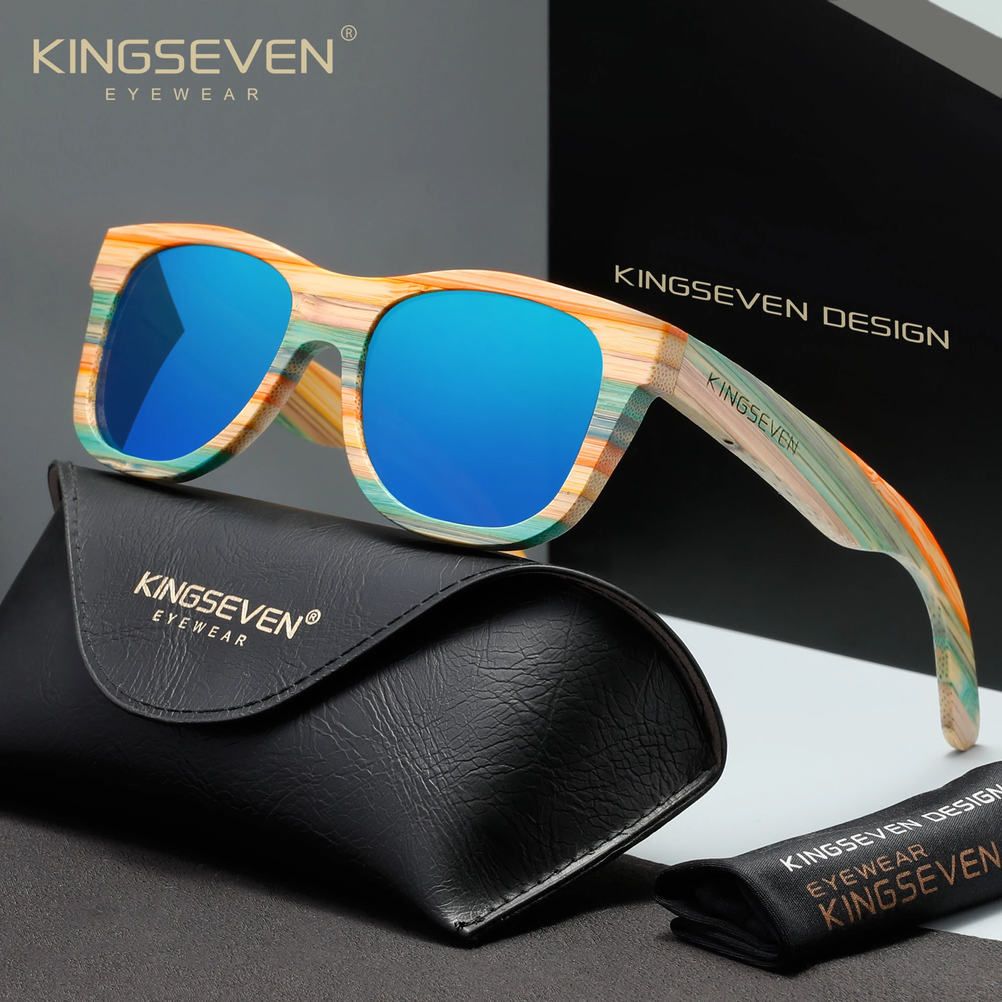 KINGSEVEN Brand Wooden Sunglasses Polarized Sunglasses Men Fashion Walnut Wood UV400 Protection Luxury Driving Eyewear