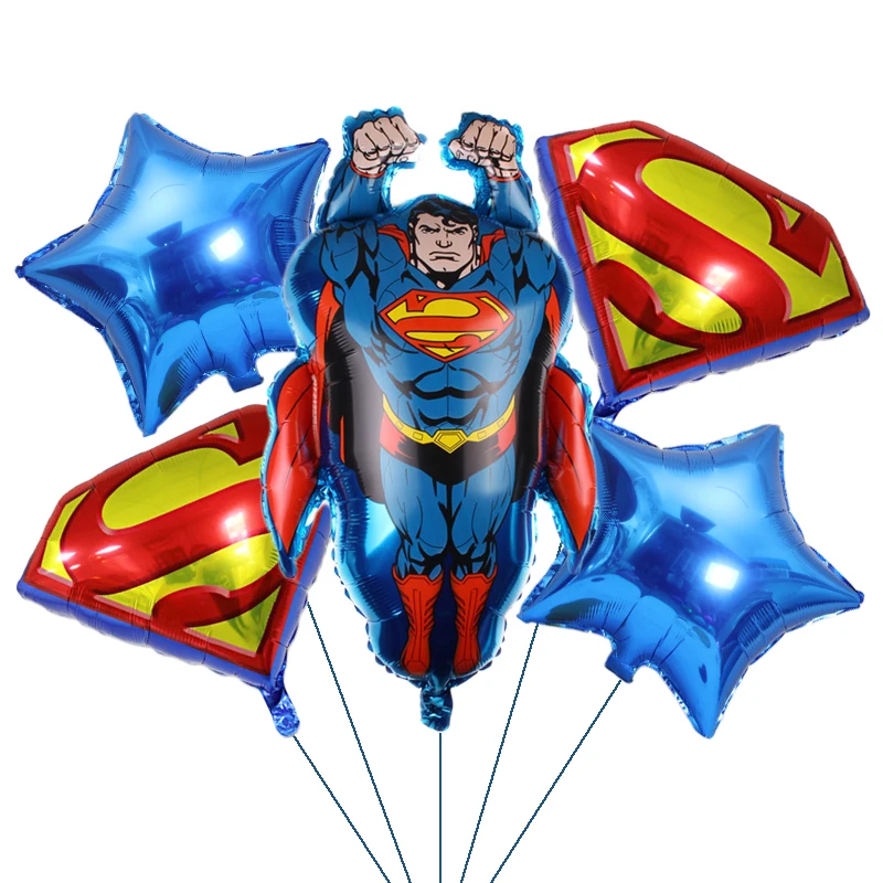 5PCS DC superman Balloon set Cartoon superhero foil Balloons for child Birthday Party Decoration boy Baby shower Gifts Supplies