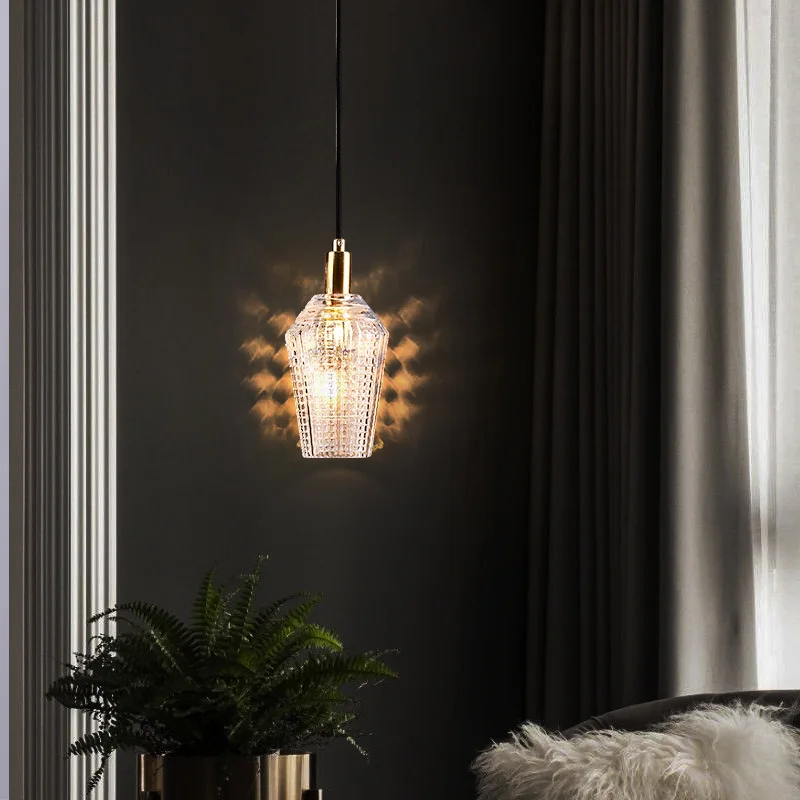 Iluminación colgante de cristal moderna para dormitorio, luz de lujo para sala de estar, Fondo de TV, decoración artística, iluminación colgante para mesita de noche