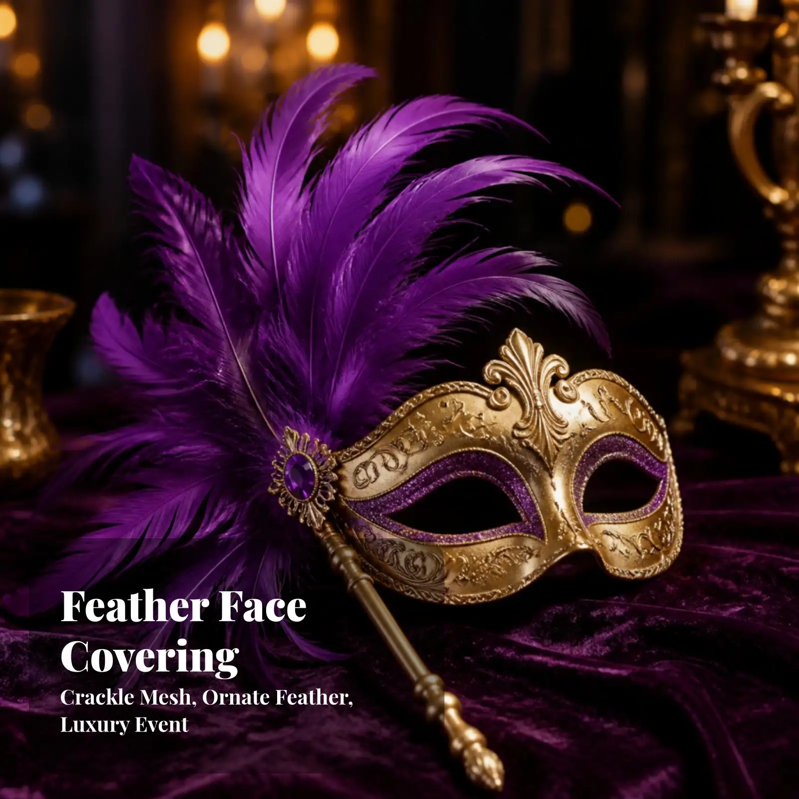 Masquerade Mask with Stick Glittery Costume Mask with Stick Glamorous Sparkling