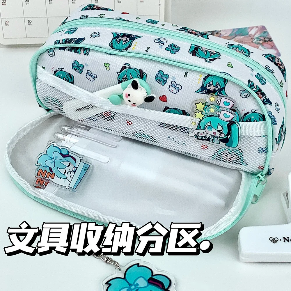 애니메이션 가상 가수 미쿠 문구 가방 필통 귀여운 대용량 학생 동전 지갑 팬들을 위한 선물 주변 상품 B