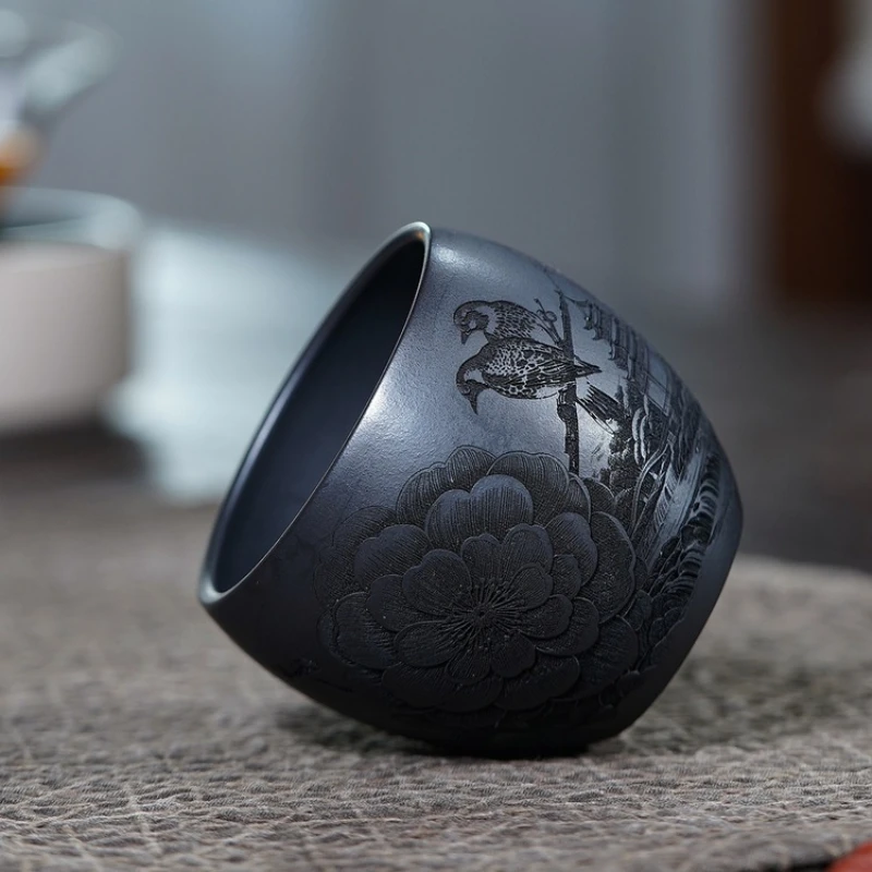 Handmade Zisha Dragon Egg Tea Cup Spring Theme for Kung Fu Tea Use Home Office Tea Room Drink Water Brew Tea Serve Sip Art