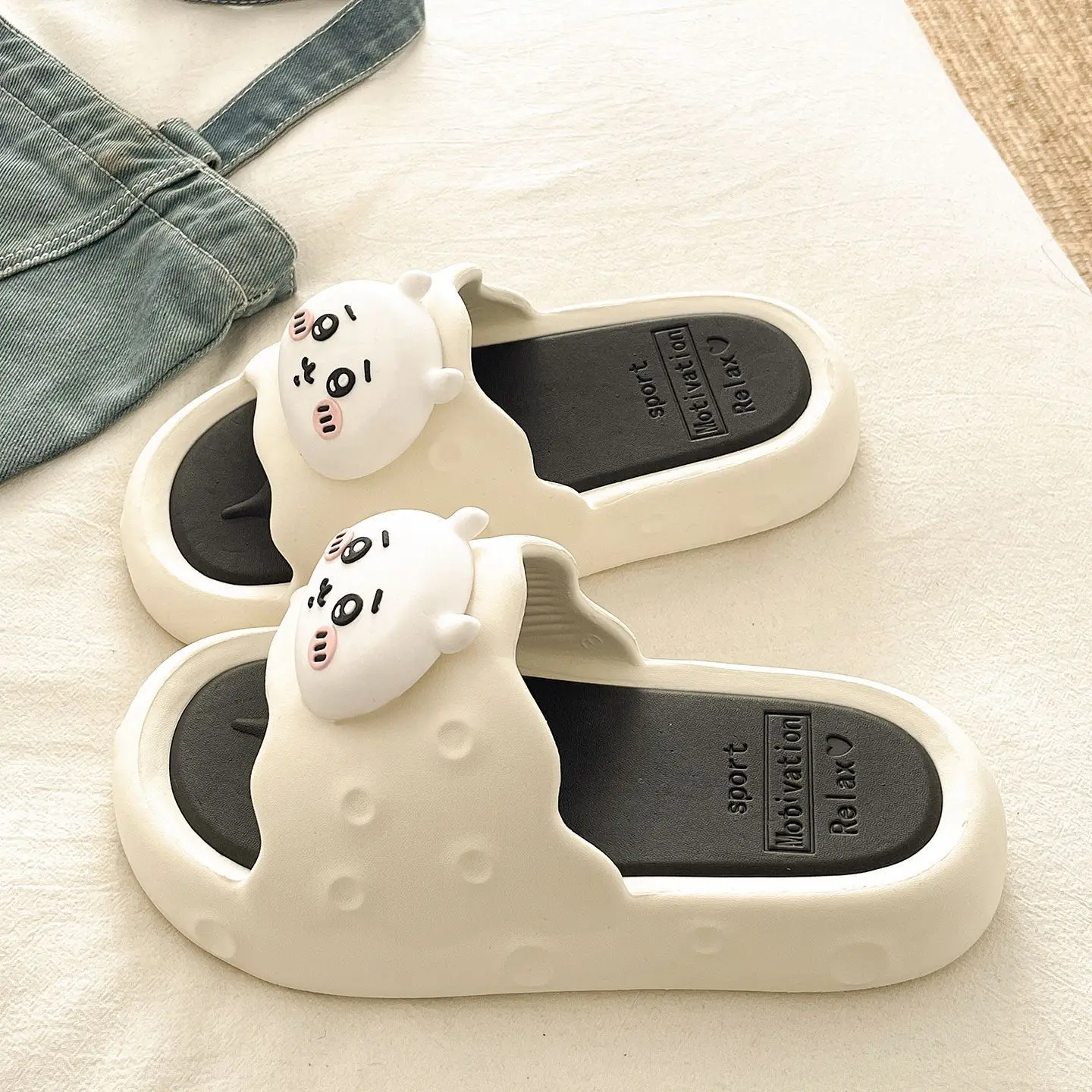 Anime Summer New Anime Eva Removable Flip Flop Female Wear Outside Comfortable Versatile Sandals Girl Chiikawa Hachiware Usagi - view 3