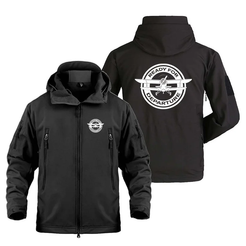 Ready for Departure Designed Aviation Pilots Man Coats Fleece Warm Shark Skin SoftShell Jackets for Men