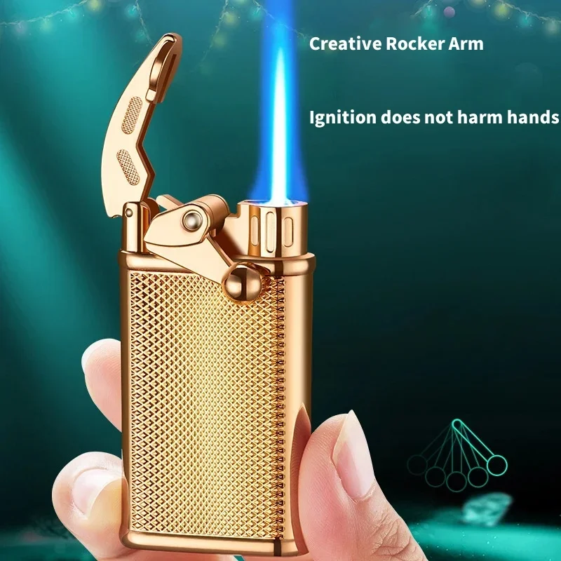 New Turbo Gas Windshield Direct Burning Metal Portable Rocker Lighter Home Kitchen Gas Stove Outdoor Camping Barbecue Gift