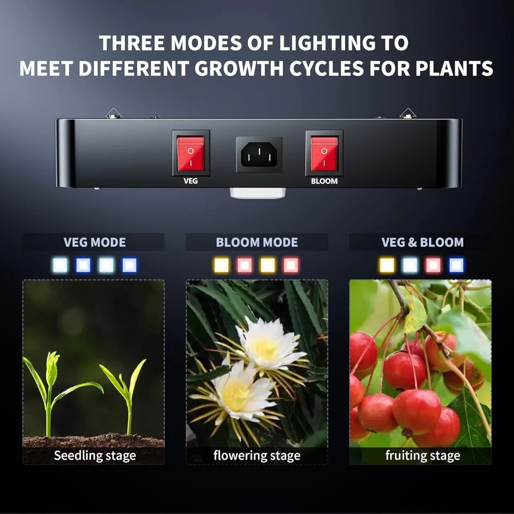 Led Grow Light with High Yield Diodes Full Spectrum LED Grow Lights for Indoor Plants Greenhouse Veg Bloom Light Hydroponic Grow