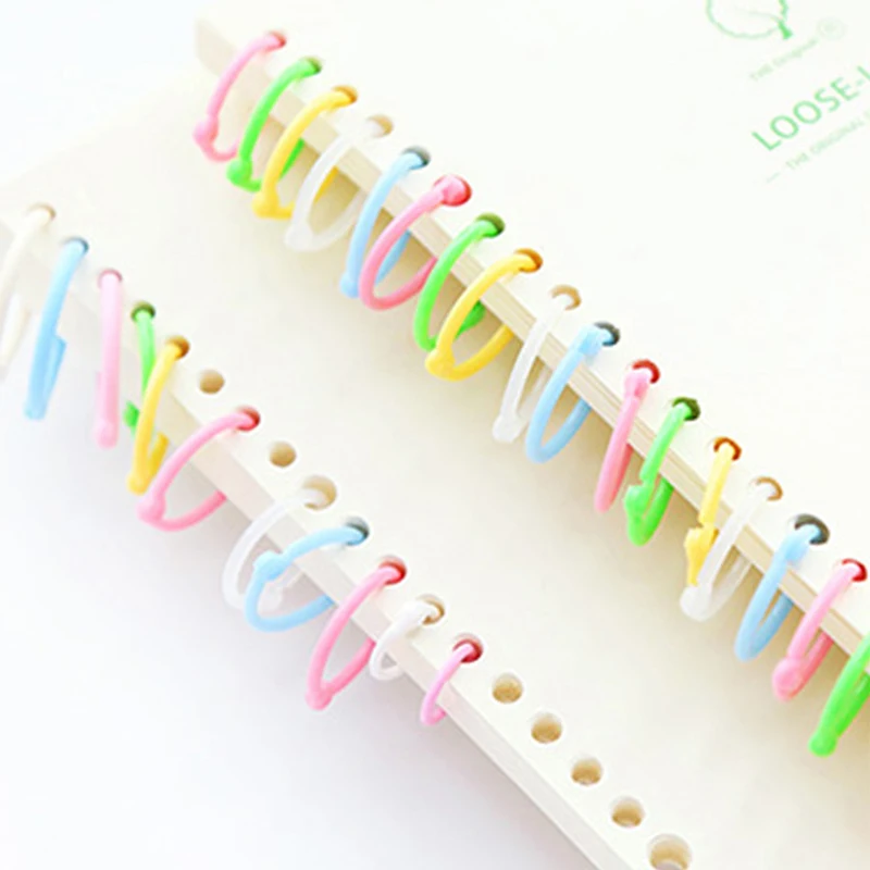 30pcs Colorful plastic openable spiral rings, hand journal spiral paper storage rings, office stationery binding supplies
