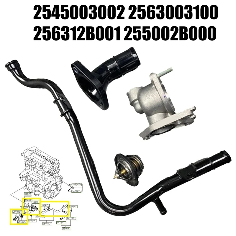 Kit de tubo de refrigerante y carcasa de termostato Superior para Hyundai I10 I20 2007-2020 2545003002 2563003100 256312B001 255002B000