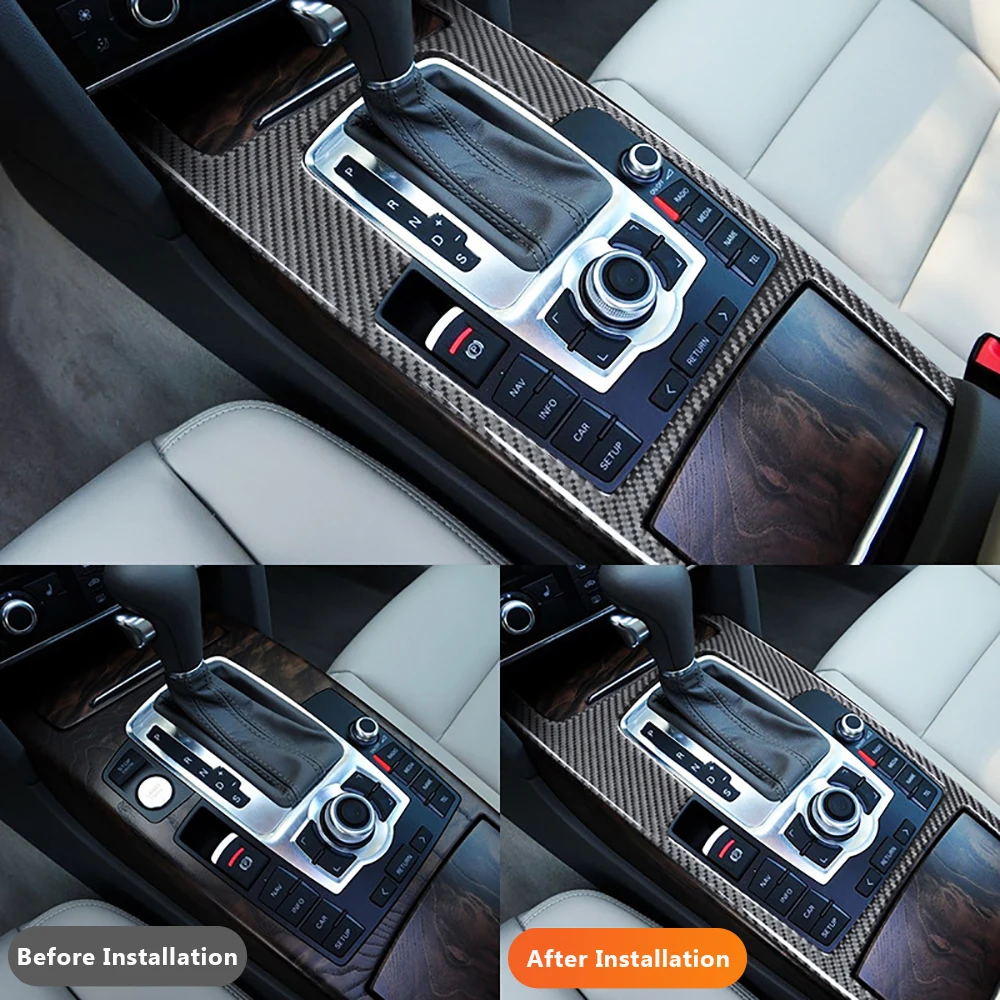 For Audi A6-C6 A6L 2004-2011 Anti-scratch Carbon Fiber Car Central Control Gear Shift Decorative Stickers Auto Inter Accessories