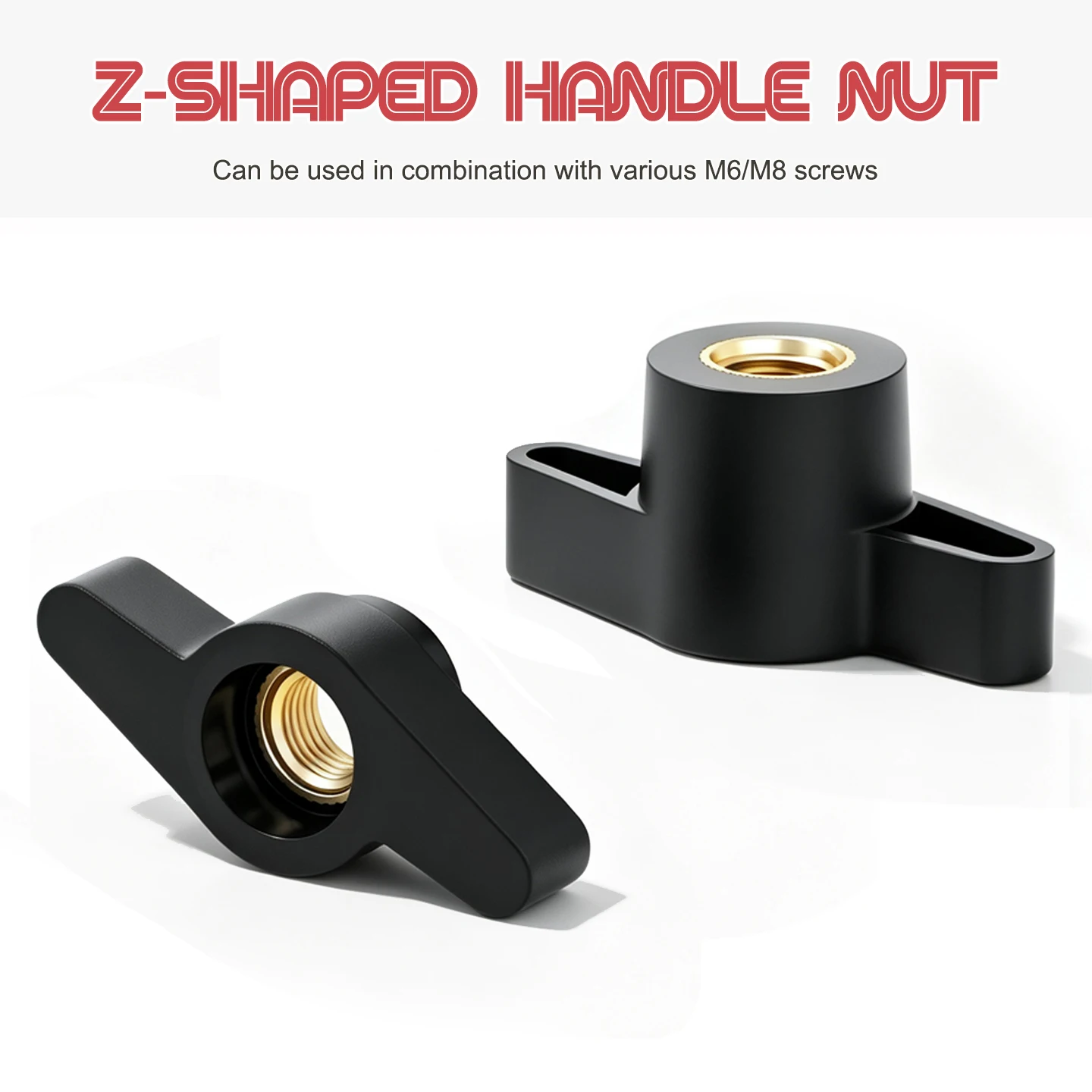 Black Plastic One-Wing Handle Nut M6/M8 Manual Tightening Fastener for Machinery Marine DIY Fixture