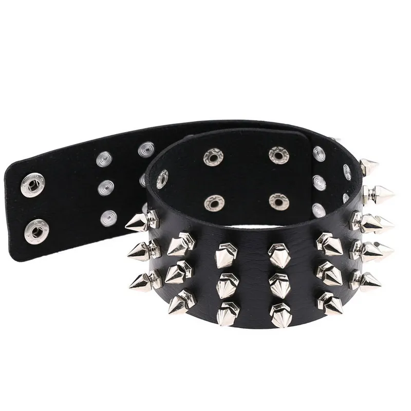 Triple row rivet spike leather collar sexy leather choker necklace for women