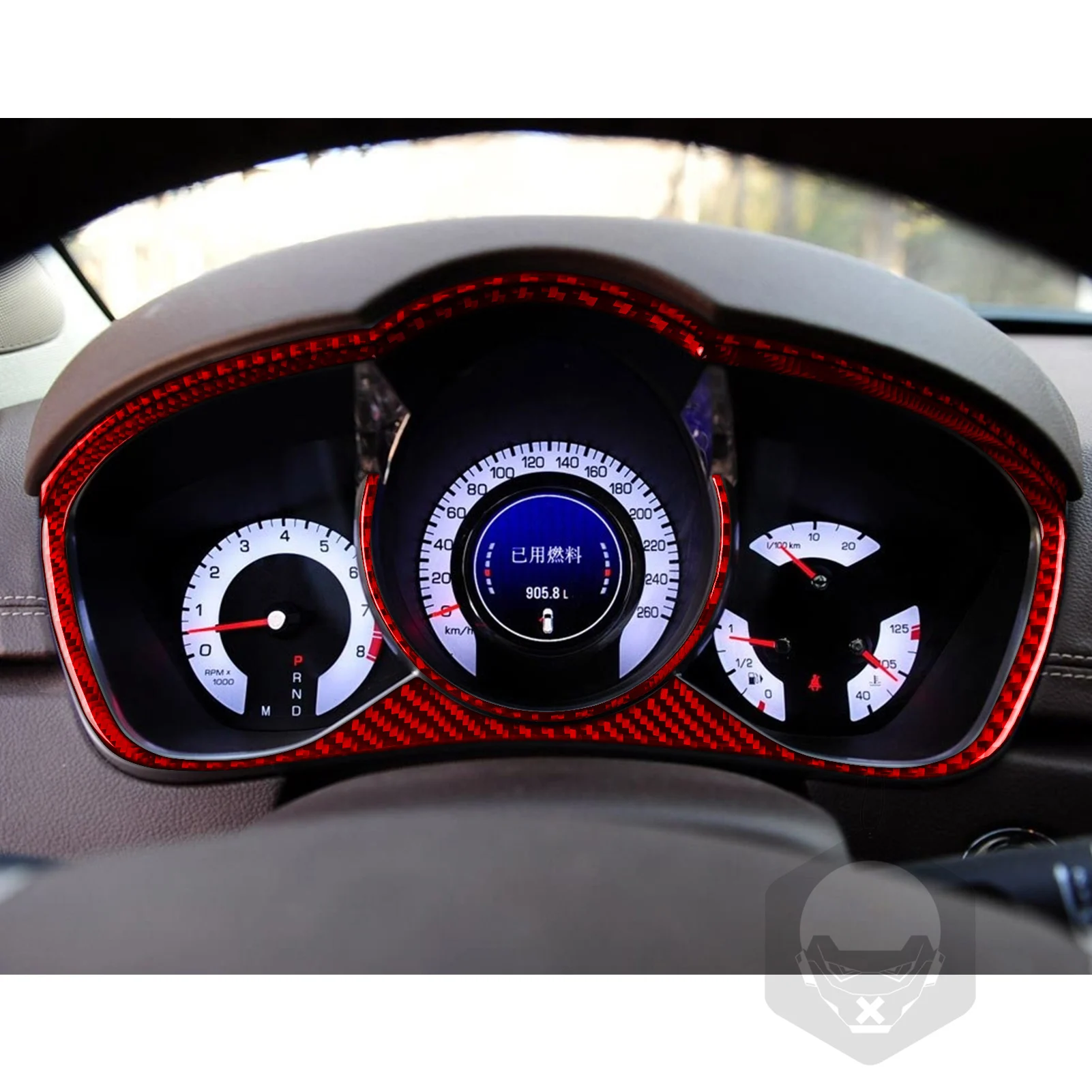 For CADILLAC SRX 2010-2012 Instrument Speedometer Surround Trim Red Real Soft Carbon Fiber Car Interior Accessories Stickers