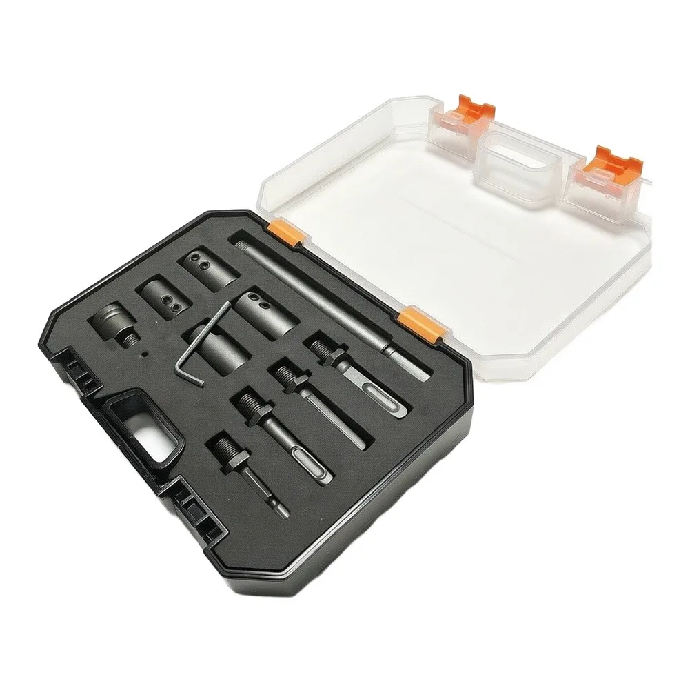 11Pcs Metal Extension Rod Adapter Set For Square Round Hex Handle Power Tools Drill Bit Connector With Storage Box Silver