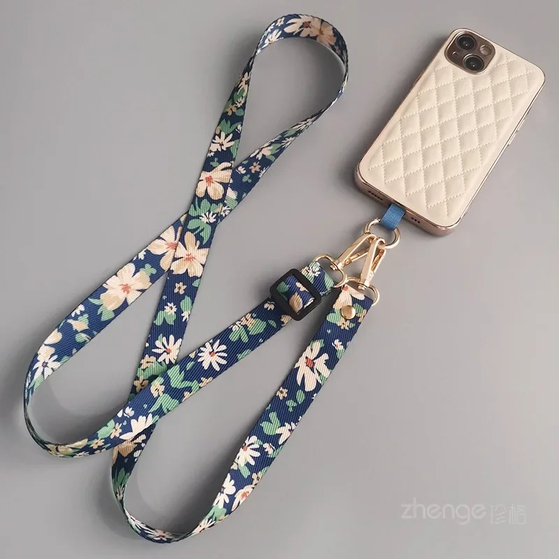 Phone Lanyard Crossbody Halter Neck Strap Painted Wide Cloth Strap Back Clip Phone Case Universal Simple Crossborder Strap Charm