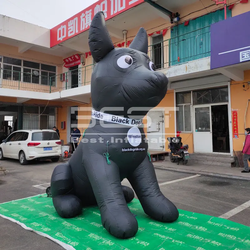 

Custom Advertising Black color Inflatable Dog for Tour Show Customized Giant blow up doggy mascot