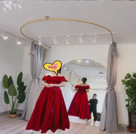 Super-large fitting ring U-bar wedding dress shop dressing room fitting room clothes rack bar clothing store curtain bracket