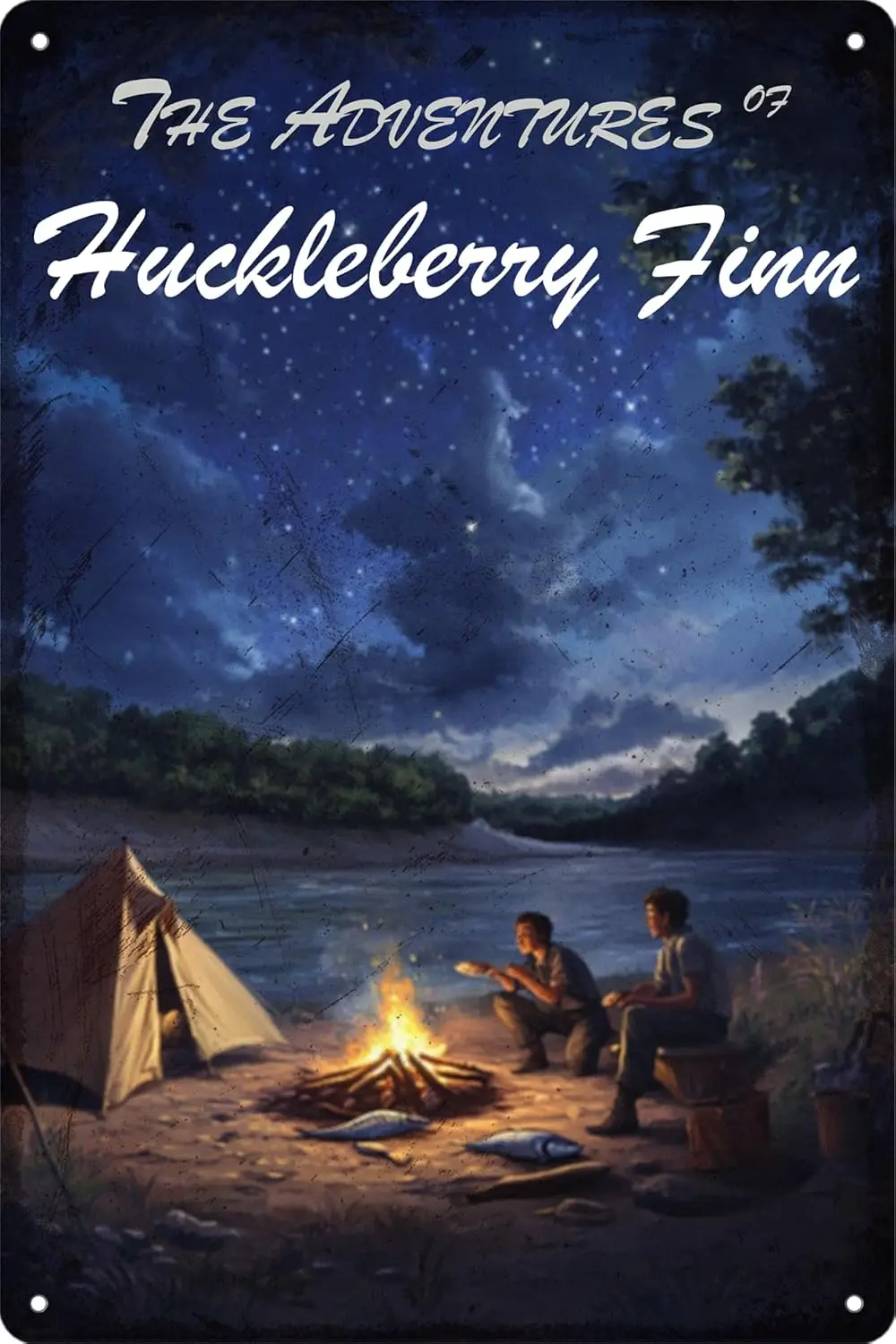 Metal Tin Signs Vintage Classic Scene Liberal Studio Apartment Decor (Aluminum)- The Adventures of Huckleberry Finn  L Scene (3)