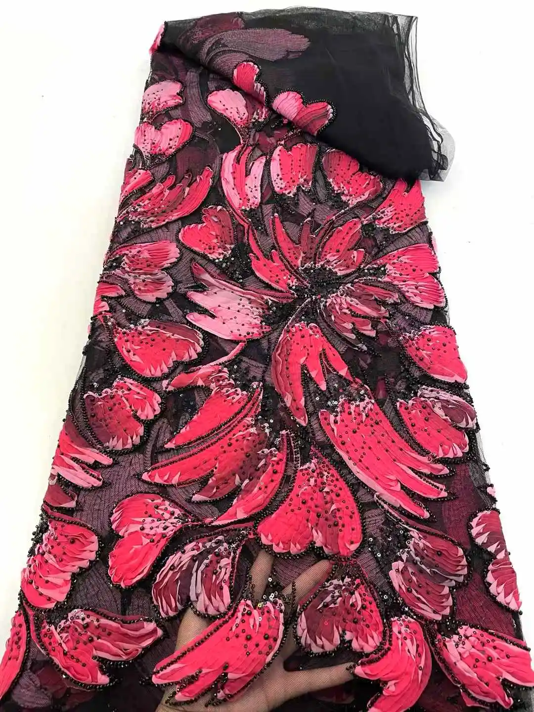 Neues Design, Pailletten, Tüll-Spitzenstoff, afrikanischer Stoff, Spitze, Brautkleider 2022, luxuriöse Perlenspitze, französische Mesh-Sequenz zum Nähen