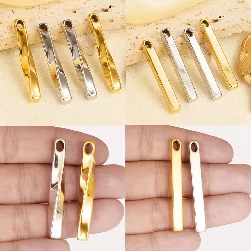 8pcs/Lot Creative Gold Silver Color Long Strip Pendant Non Oxidizable Luster Jewelry Production Diy Women Earring Accessories