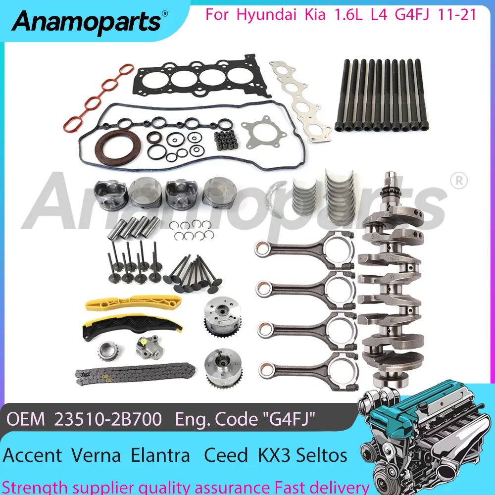 Engine parts overhaul Rebuild crankshaft Timing Chain kit 11-21 for Hyundai i30 Lafesta Kia K4 Ceed Seltos 1.6L L4 G4FJ DOHC