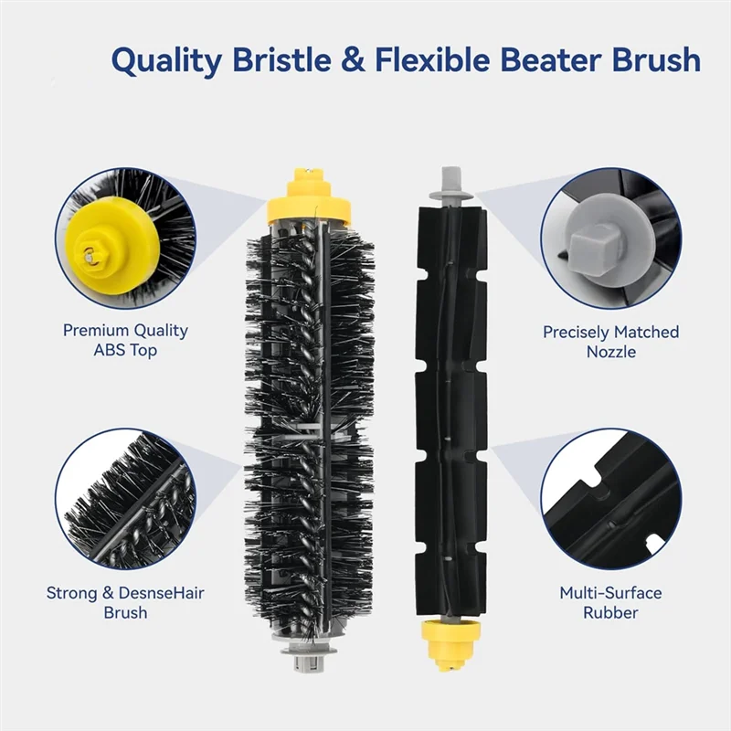 مجموعة ملحقات بديلة M04K لسلسلة Irobot Roomba 600 694 675 & 500 Series 595 585 564 Robot- Filter، فرشاة جانبية