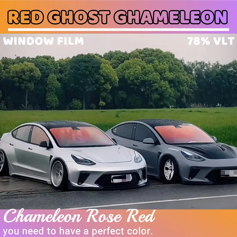 

50/76/100cm Red Chameleon Windscreen Foils Car Front Rear Window Tint Windshield Protection Solar Tinting Film UV Block