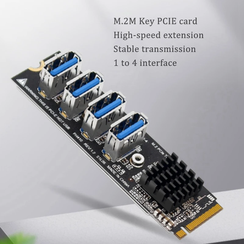 Imagem -05 - M-key Pcie Placas de Expansão Pcie Riser Cabo M.2 para Pci-e x1 Portas Usb 3.0 Placa Gráfica Adaptador de Expansão Asm1184e M.2