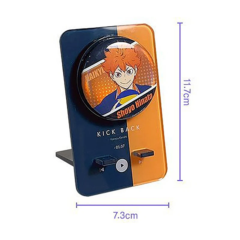 1PC Manga Game Fans Souvenir Color Music Player Acrylic Round Metal Badge Rotate Display Stand Baji Guzi Holder Desktp Ornament