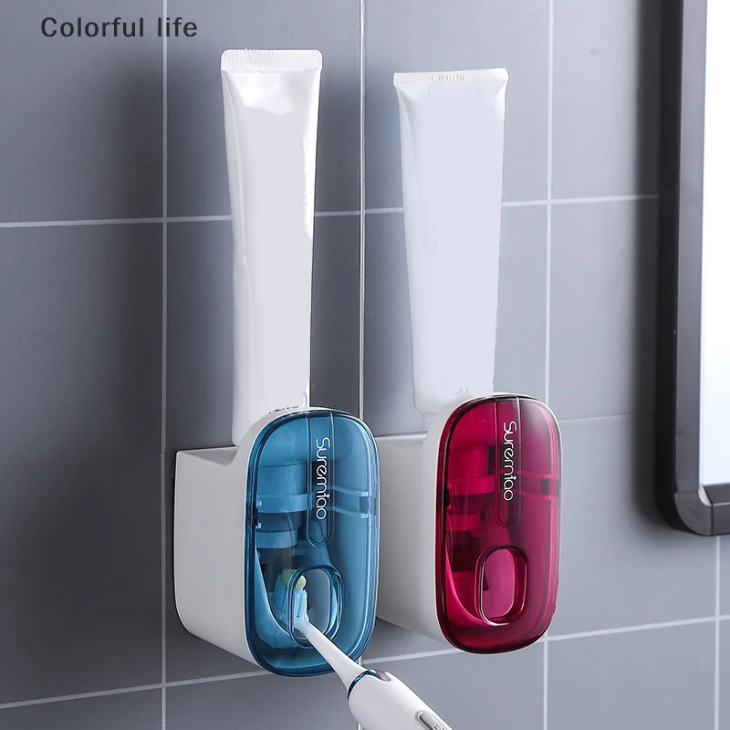 

1 PCS Automatic Toothpaste Dispenser Bathroom Accessories Wall Mount Lazy Toothpaste Squeezer Toothbrush Holder