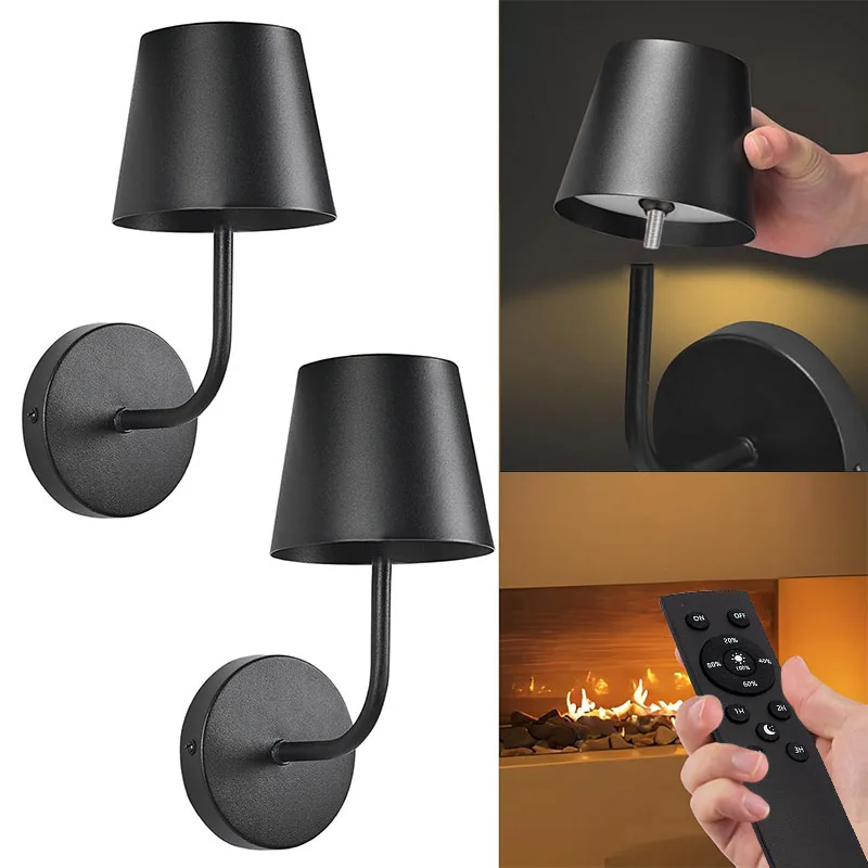 

2P LED Wall Lights Modern USB Rechargeable Decor Wall Lamps Remote Control Dimming Bedroom Living Room Indoor Home Wall Lighting