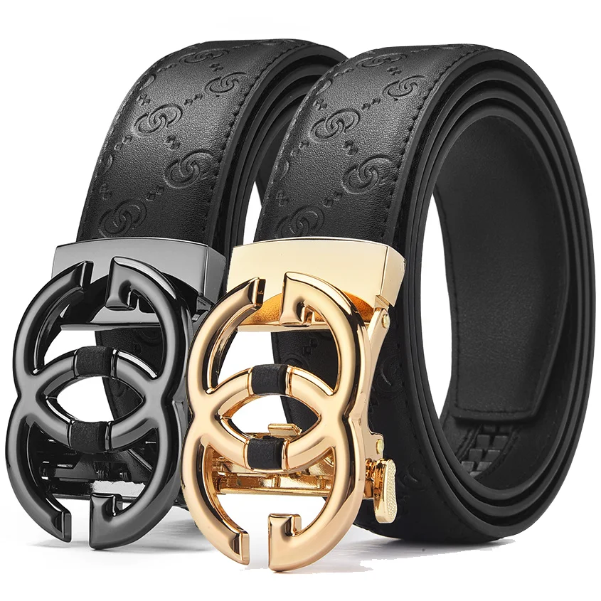 2026 Genuine Leather Belts Waist Straps for Jeans Men Double G Famous Luxury Brand Designer Alloy Automatically Buckle Belt