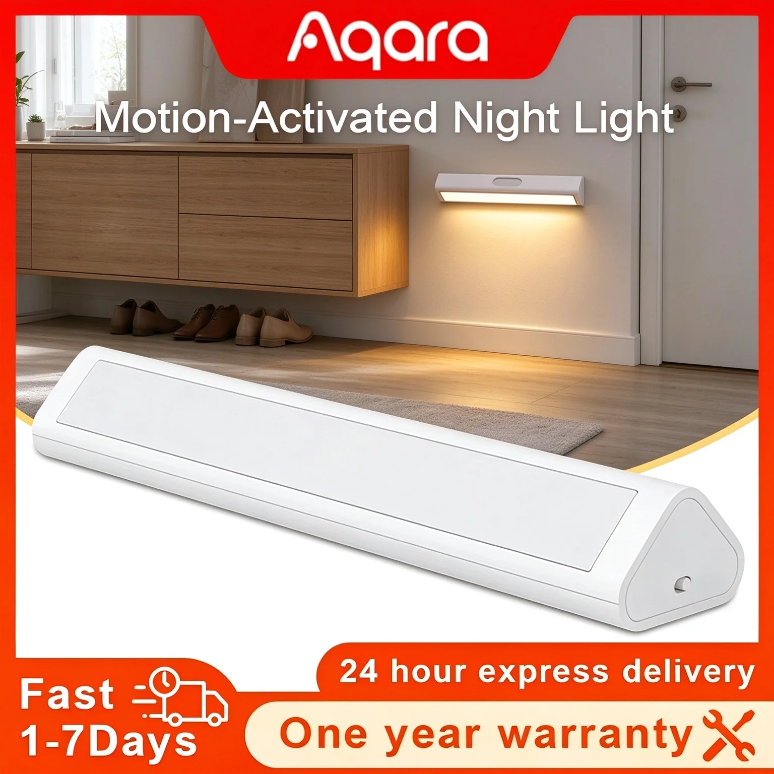 Aqara Induction LED Night Light Magnetic Installation with Human Body Light Sensor 2700k Color Temperature 2 Level Brightness