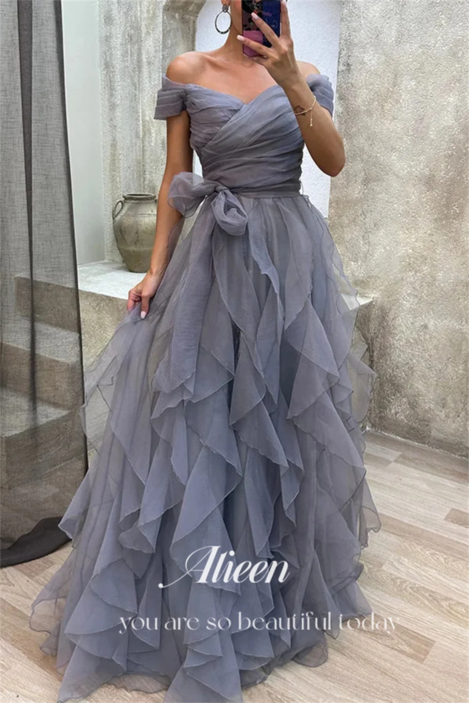 Aileen Grace Multi-layer Orange Color Short Sleeves Elegant Evening Dresses for Women Luxury Prom Dress 2024 Customized Wedding