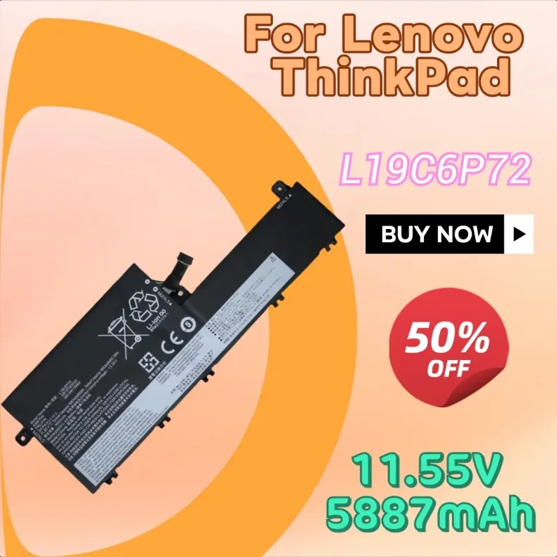 

11,55 В 5887 мАч 68 Втч L19C6P72 для Lenovo ThinkPad P15v 20TQ 20TR T15p 20TN 20TM 5B10W13961 SB10T83204 Аккумулятор для ноутбука
