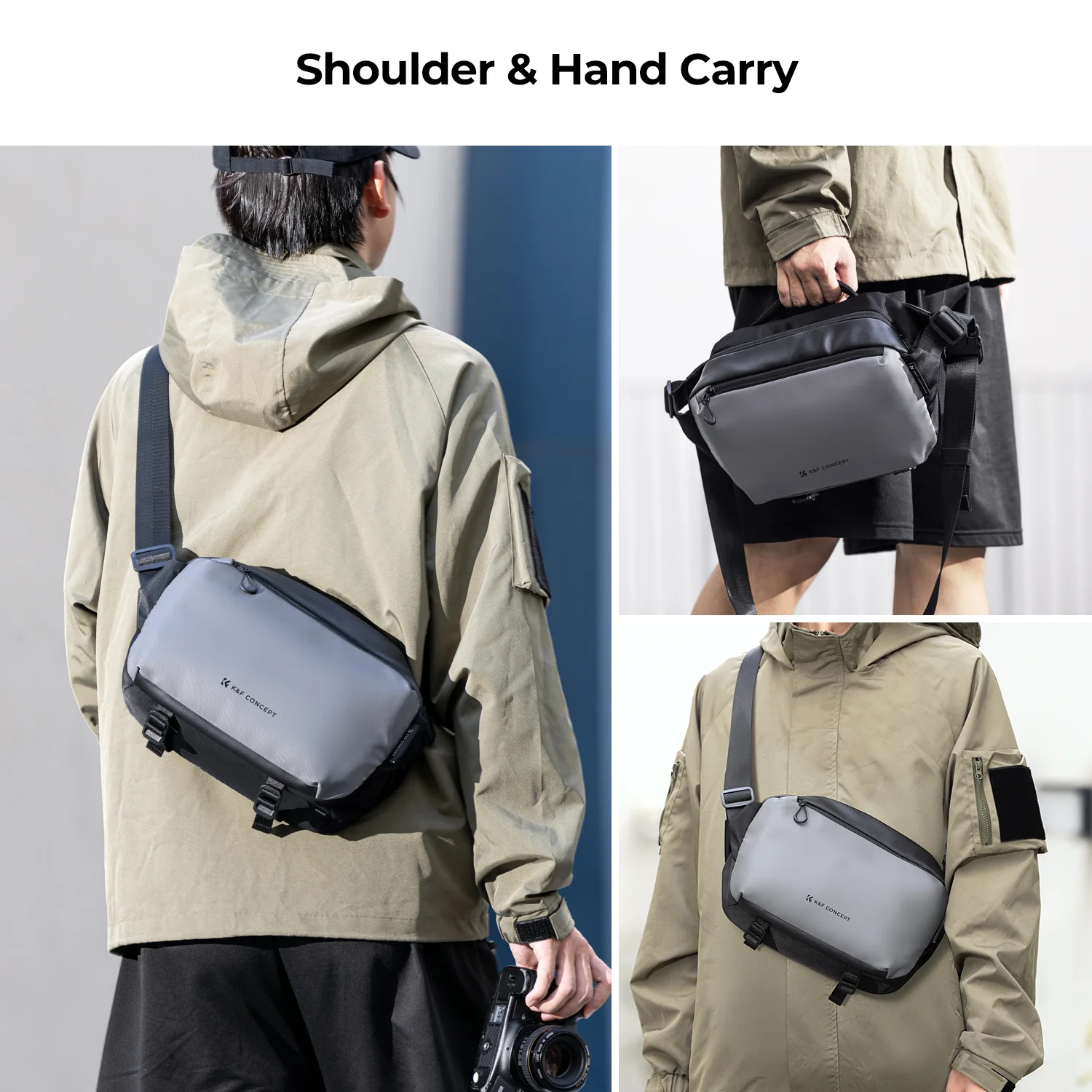 K & F Concept – sac pour appareil photo Portable à bandoulière unique, multifonctionnel, étanche, pour photographie, objectif DSLR, avec trépied