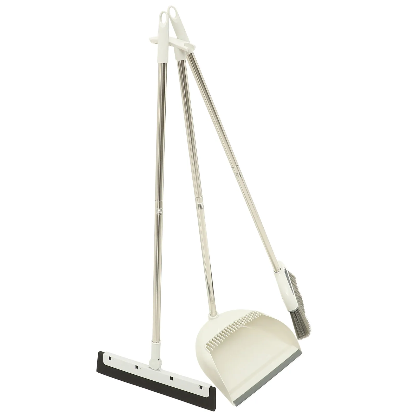 

Broom Set Long Handle Dustpan Wiper Floor Sweeper Cleaning Supplies Home Plastic Office Golden Upgraded Scraper Design Durable