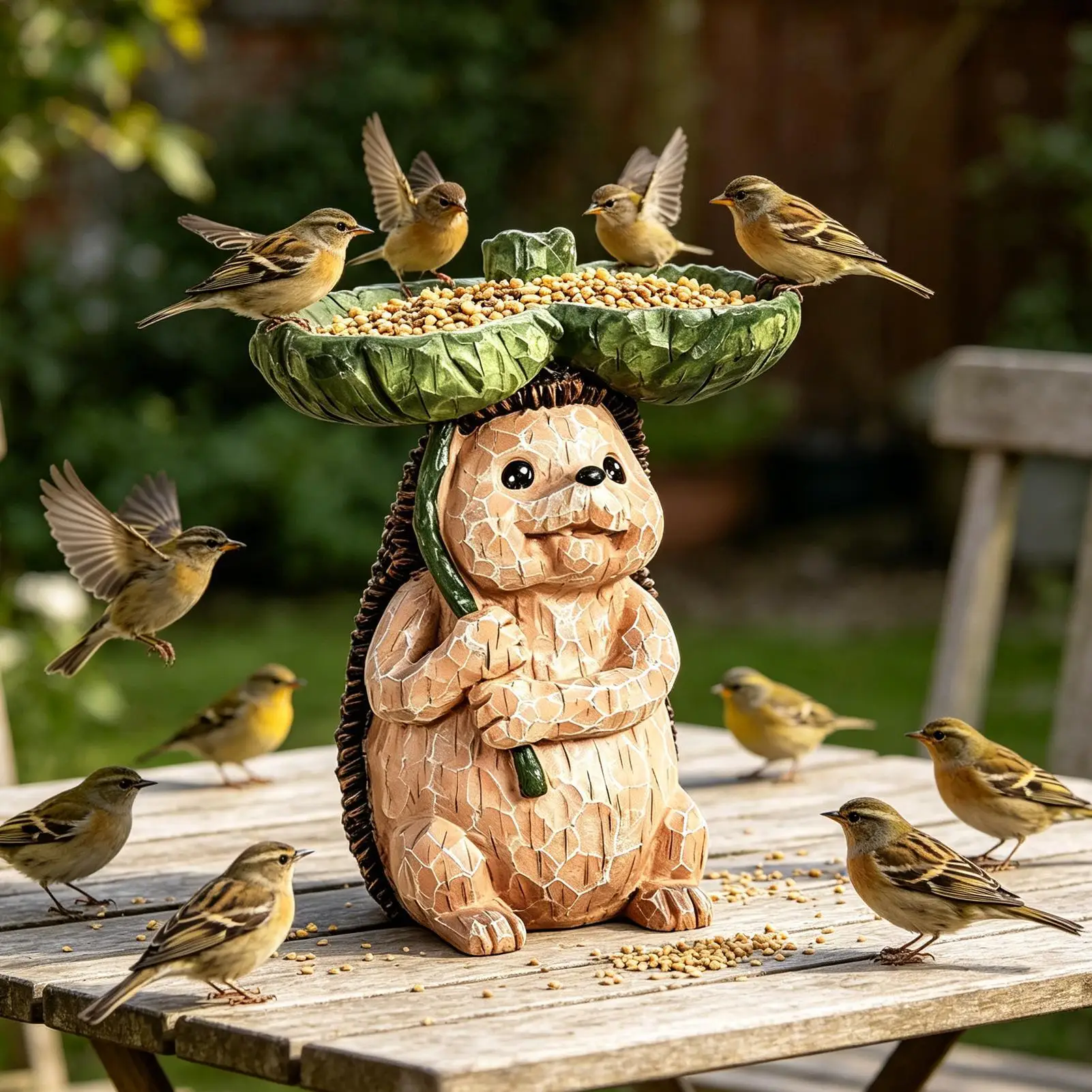 Garden Bird Feeder Realistic Resin Pet Food Dish Standing Bird Feeder Bowls for Patio for Macaws Budgies Parrot Sparrow Parakeet