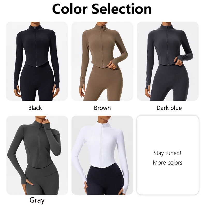 Hearuisavy Ultra-Soft Fabrics Casual Tight Sports Jackets Women Zipper Yoga Clothes Female Quick-Dry Long Sleeve Sportswear image 3