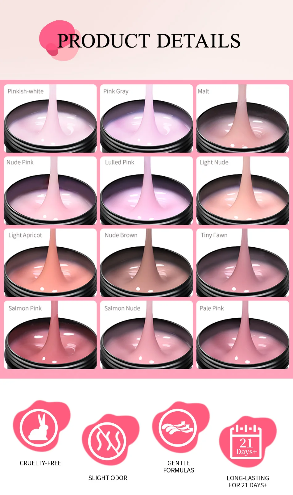 UR SUGAR 150g Quick Extension Nagelgel Vernish Semi Permanent Acryl Pink Clear Nude Gel Nagellack UV Baugel – Detail 4