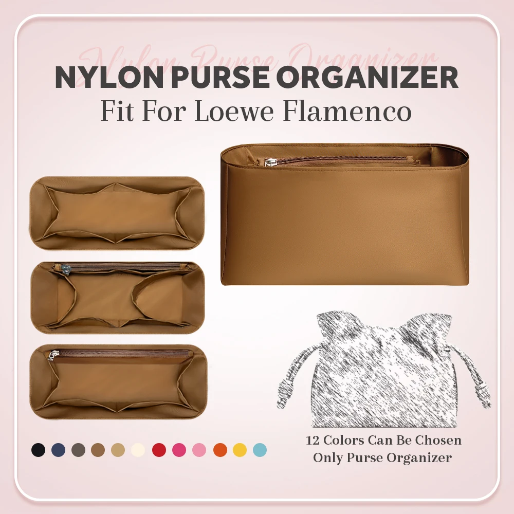 

Nylon Purse Organizer Insert, Small Inside Bag Organizer Insert Fit for Loewe Flamenco Handbag Lightweight Liner Storage Bag