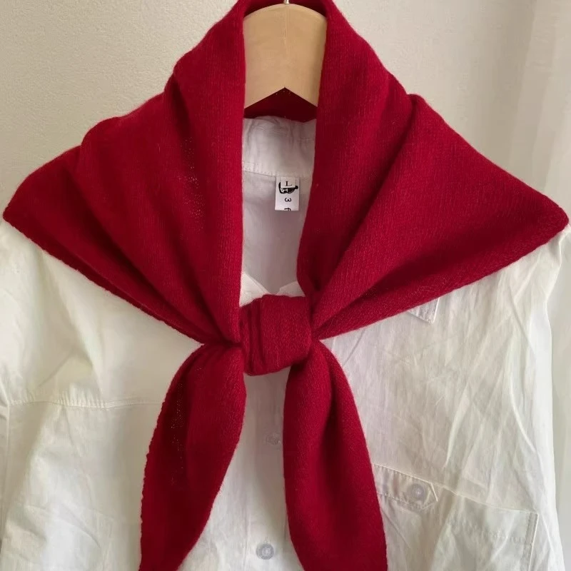 Colorful Wool Knitted Triangular Scarf Multi-functional Warm Women's Headscarf Winter Neckerchief Hair Wrap Fashion Accessory