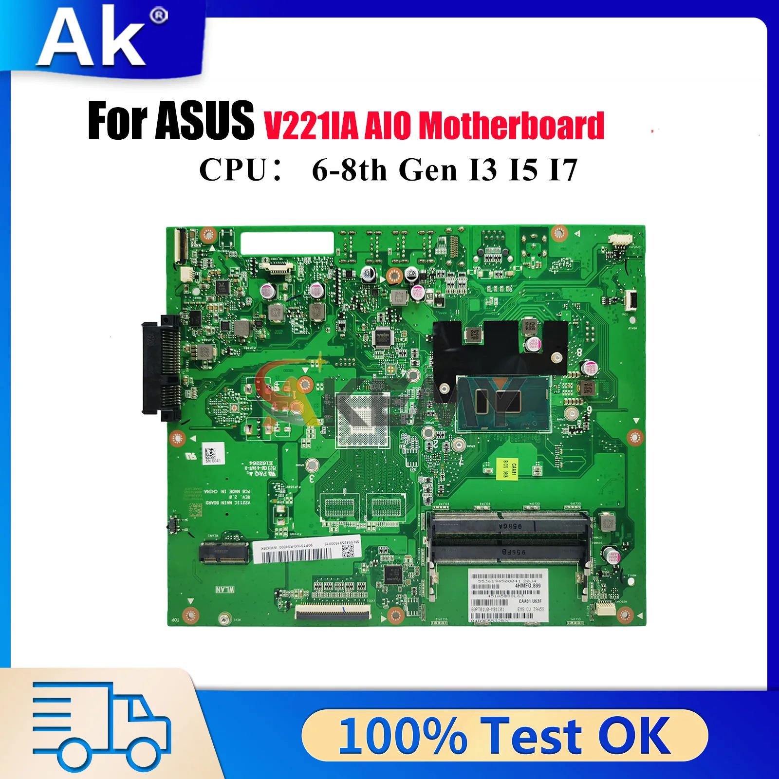 

Материнская плата V221IA для ASUS Vivo AiO V221IA V221IC V221I V221ID с процессором I3 I5 I7, 100% тестирование, ОК, быстрая доставка, stk