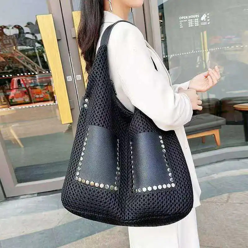 

Bolt casual fashionable unique women's bag soft leather material patchwork design large capacity single shoulder underarm bag
