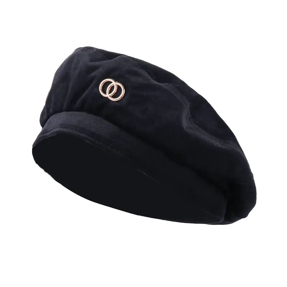 Retro Sweet Autumn Winter British Style Round Ring Velvet Berets Painter Hat Korean Style Hat Women Octagonal Cap