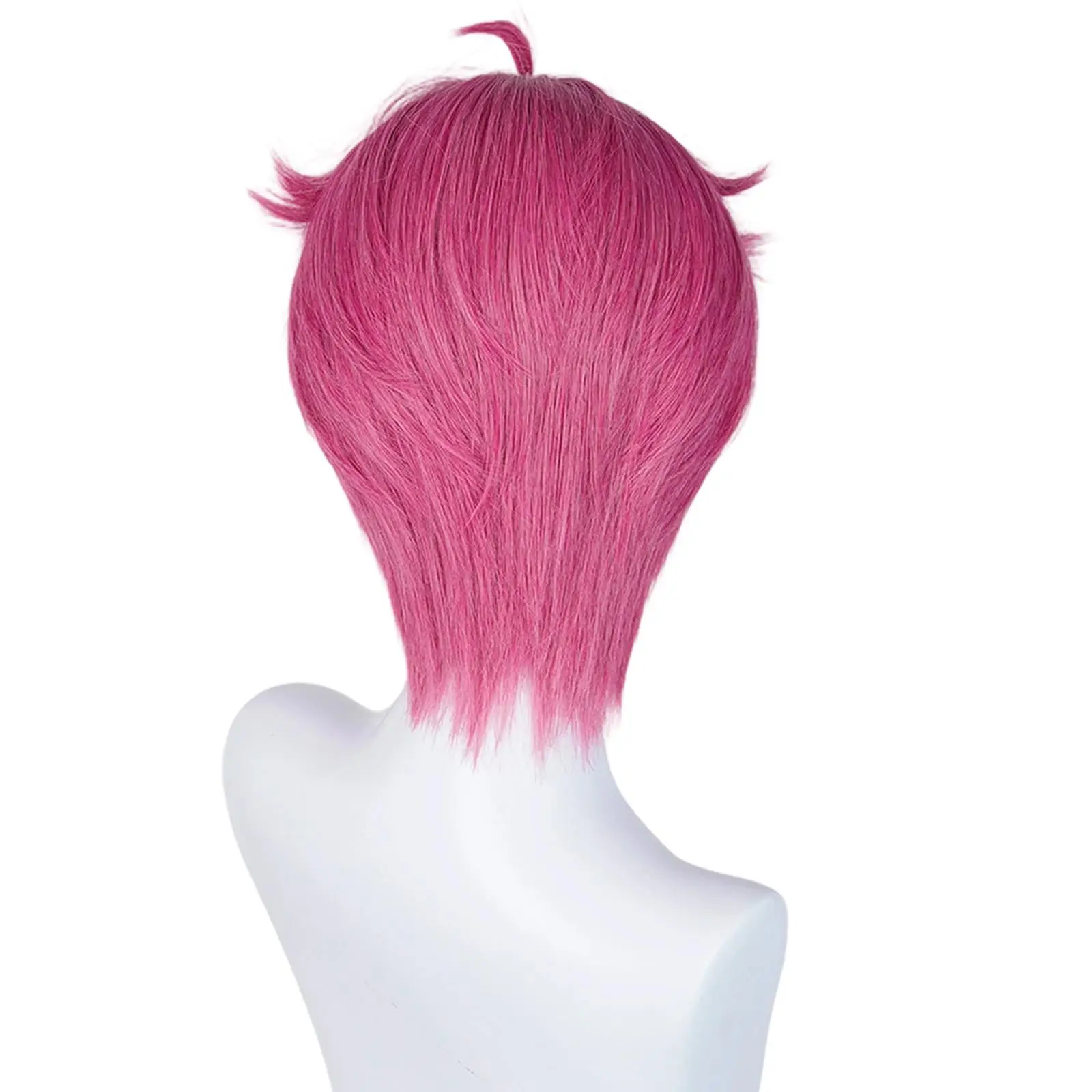 Peluca sintética de pelo corto anti-turnado sin flequillo rojo rosa |   Película animada KPop Demon Hunters personaje Abby cosplay peluca Halloween