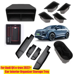 For Audi Q4 E-Tron 2022-2024 Interior Organizer Storage Box Armrest Central Console Tidy Stowing Auto Accessories