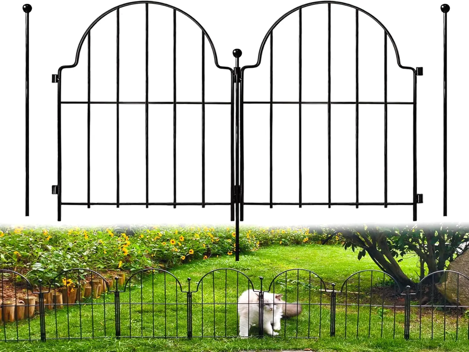 

27.5ft Rustproof Metal Garden Fence with Stakes, 17in Height for Yard Border & Animal Barrier, 25 Pack