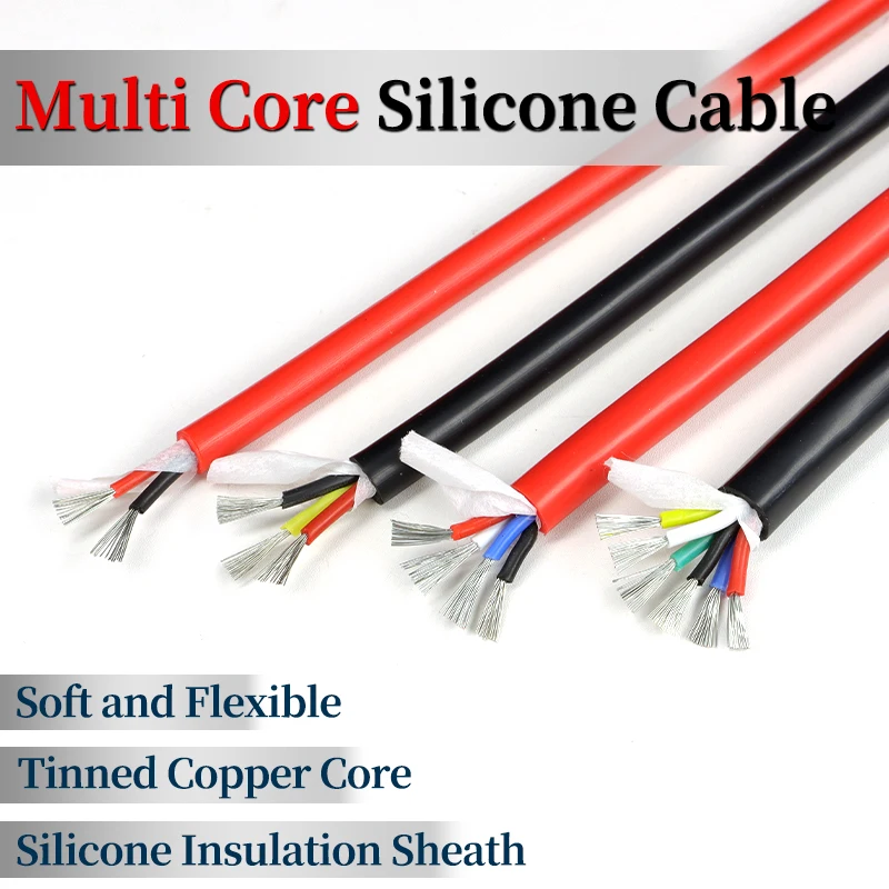 

Multi-Core Soft Silicone Rubber Cable sq 0.3/0.5/0.75/1/1.5/2/2.5/4/6mm Insulated Flexible Copper High Temperature Sheath Line