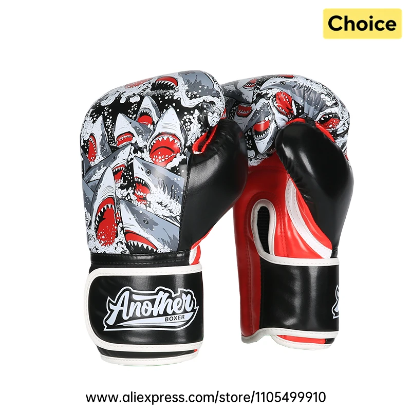 Shark Boxhandschuhe für Kinder und Erwachsene 4-16OZ Kickbox-Trainingshandschuhe mit Hochdichte-Polsterung Leder MMA Muay Thai Sparring-Handschuhe