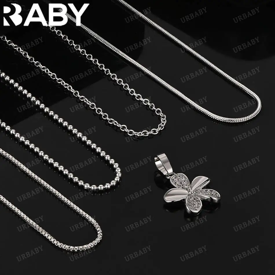 

URBABY 40-75cm 925 Sterling Silver Zircons Flower Pendant Necklace For Women Charm Trend Birthday Gifts Fashion Party